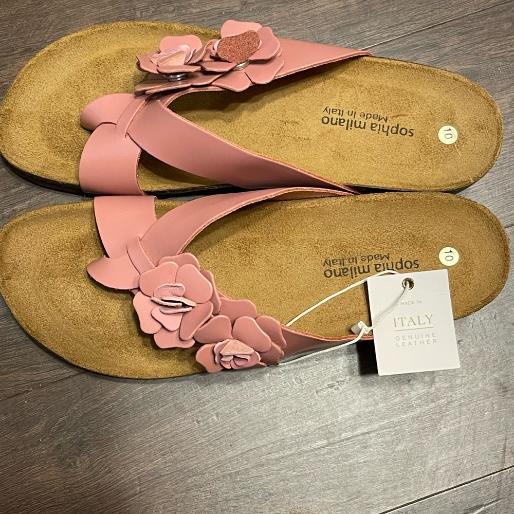 Pink leather sandals - Picture 4 of 5
